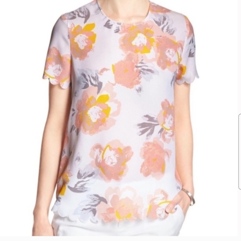 Banana Republic Relaxed White and Gray Blouse